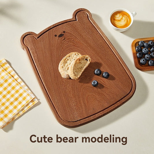 Cute Bear-Shaped Wood Cutting Board for Fruit & Baby Food